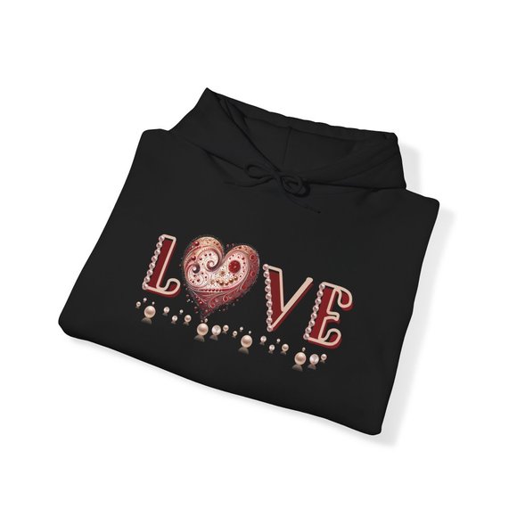 Love Hoodie Valentines or Mothers Day Black College Hoodie Sweatshirt - Picture 5 of 8